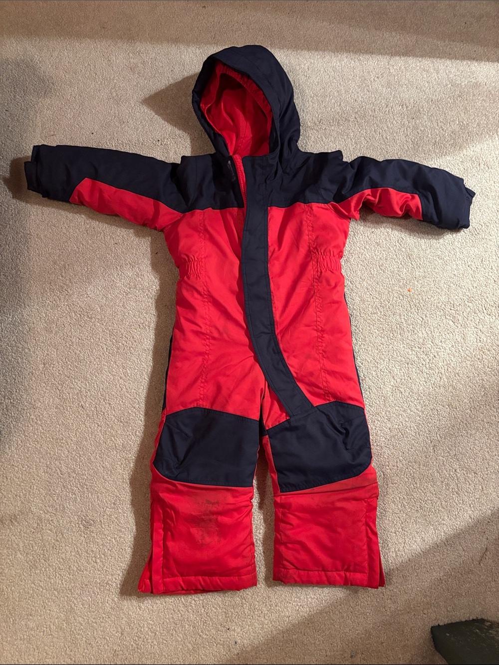 L.L. Bean Kids Red and Navy One-Piece Snowsuit